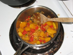 Cooking the chutney.